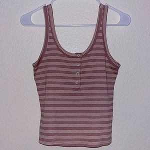 Pink and white striped Light weight tank top with buttons
